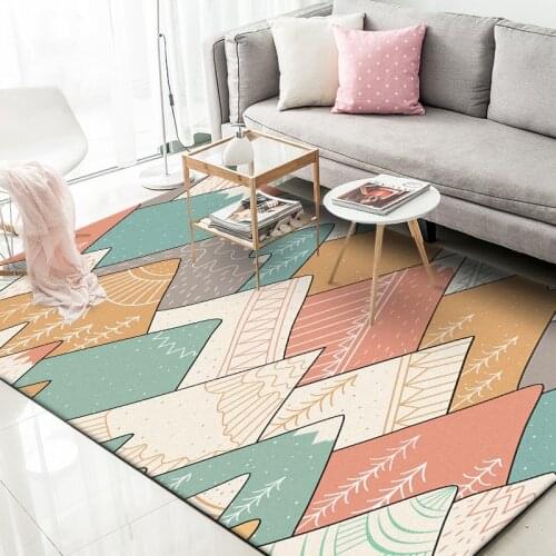 Nordic Style Cartoon Hill Printed Carpets Living Room Rectangle Lovely Children Girl Area Rug Bedroom Bedside Blanket Floor Mats