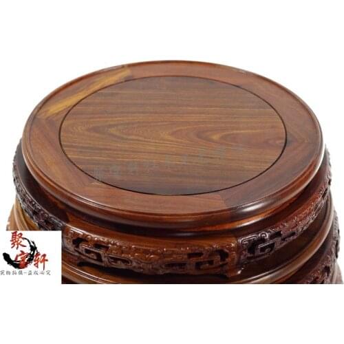 Red sandalwood carvings handicraft furnishing articles flowerpot vase household Buddha annatto circular base