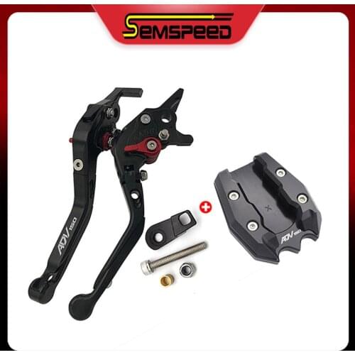 SEMSPEED Folding Extendable Motorcycle Clutch Brake Levers Kickstand Side Stand Pad Plate Kit For Honda ADV 150 2019 2020 2021