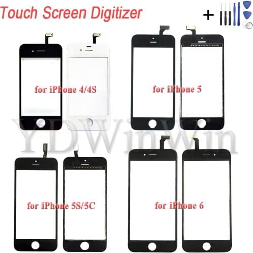 Touch Screen Digitizer Glass Lens for iPhone 4 4s 5 5s 5c 6 Plus Front Touch Panel TouchScreen with Tools Replacement Parts