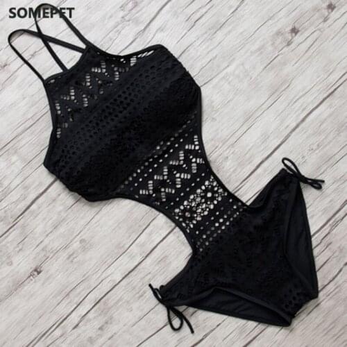 Somepet Black One Piece Swimwear