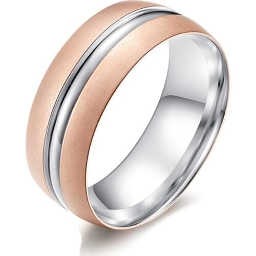 Titanium Rings Brushed Gold/Rose Gold Color Rings for Women Men Pure Titanium Metal Accessories Couple Gift Size 7-12 JZ224