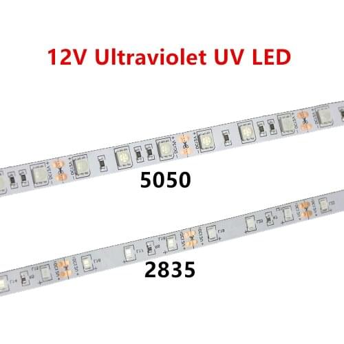 UV led strip 395-405nm Ultraviolet 2835/3528 5050 SMD 60led/m Flexible Ribbon String tape lamp 12V for DJ Fluorescence party