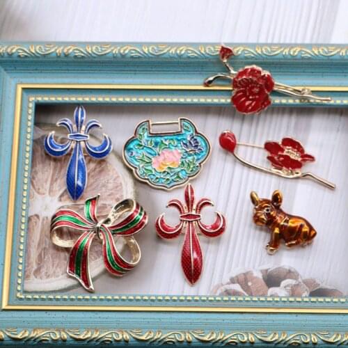 New Designs Sweet Bow Flower Enamel Glaze Brooches Decoration, Valentines Christmas Gifts Jewelry