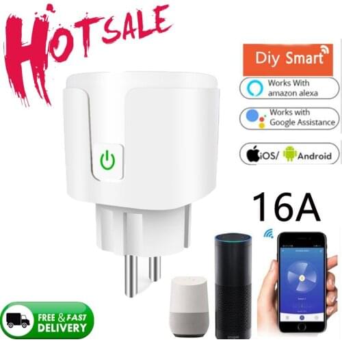 2021 New Tuya WiFi EU Smart Plug 16A 220V Adapter Wireless Remote Voice Control Power Monitor Timer Socket For Google Home Alexa