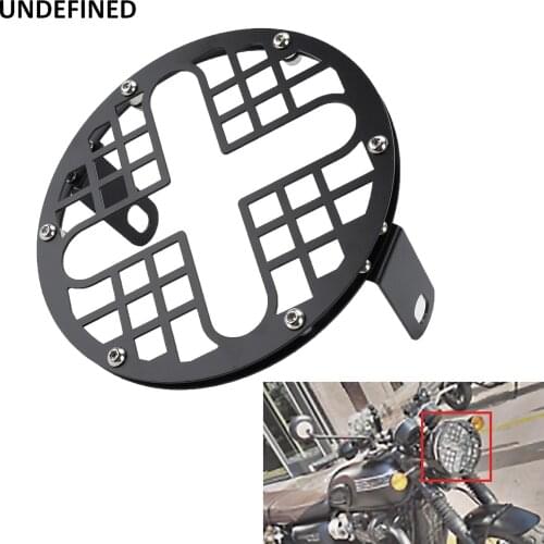Motorcycle Universal 7 Inch Mesh Grill Headlight Cover Aluminum CNC Head Light Guard Head Lamp Protection For Harley Cafe Racer