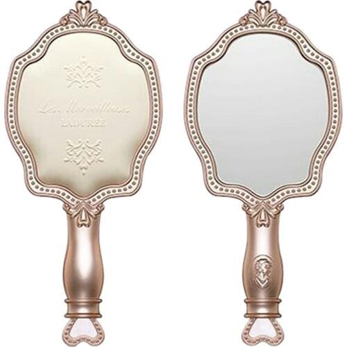 Girls Cosmetic Vintage Vanity Mirror Princess Mini Make-up Hand Held Mirror Makeup Hand Mirror Unique Gift for Girl