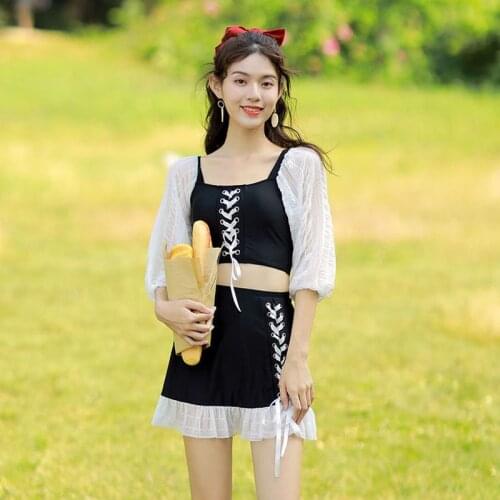 Summer Fairy Swimsuit Women Swim Skirt Split Color Ins Korean Hot Spring Slim Swimming Suit Beach Wear Bathing Suit