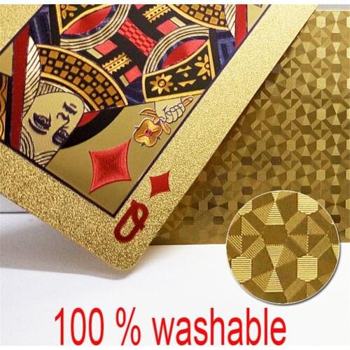 Golden Playing Cards Deck Of Gold Foil Pokers Set Magic Cards 24K Gold Plastic Foil Pokers Durable Waterproof Cards