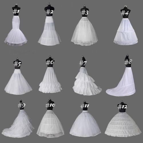 12 Style White Crinoline/Petticoat/Slips/Underskirt A Line/Mermaid Hoops Wedding Dresses