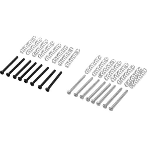 16 Pcs M2.5X32MM Electric Guitar Humbucker Pickups Adjust Height Screw and Spring - Pitch 0.4Mm, 8 Pcs Silver & 8 Pcs Black