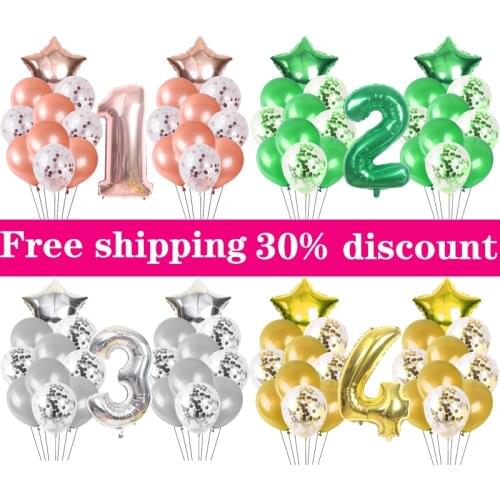 21pcs/set 32inch Number Balloon Set Star Foil Balloon Confetti Latex Balloon Wedding Birthday Party Decortion Baby Shower Globos