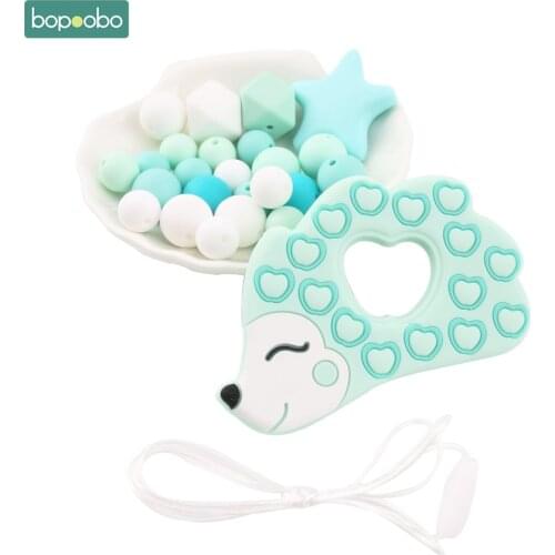 Bopoobo 1Set Hedgehog Silicone DIY Set Chew Silicone Beads Teething Accessory Safe And Natural Christmas Gift Baby Teethers