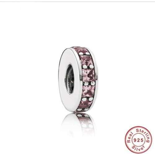 Fine jewelry Authentic 925 Sterling Silver Small spacer Pave Inspiration Necklace bracelet diy Beads Fit Original for Girl Gift