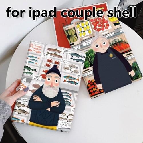 For ipad pro 11 pro 10.5 air 3 2 case 2020 Chinese style couple grandpa and grandma with pen slot anti-fall protective cover