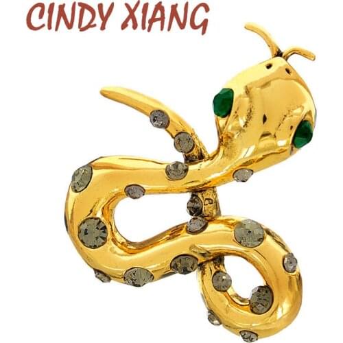 CINDY XIANG New Snake Rhinestone Brooches Vintage Crystal Animal Pins Jewelry Women And Men Banquet Brooch Pins Accessories Gift