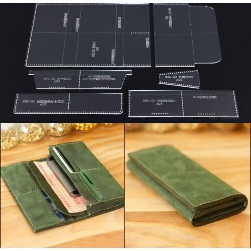 1set Long wallet edition pattern acrylic durable template handmade leather DIY design wallet edition Leather Tool 20x9x2cm