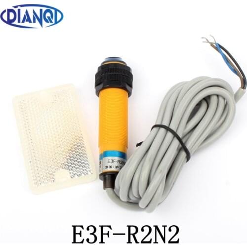 DIANQI Feedback reflex reflection photoelectric switch sensor E3F-R2N2 DC NPN NC diameter 18mm distance 2m Transducer