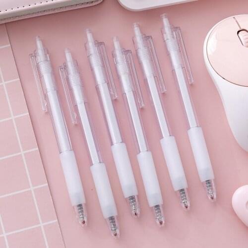 50PCS Solid Color Large Capacity Press Gel Pen Students Write Neutral Black Sign Gel Pen Cute Stationary Supplies