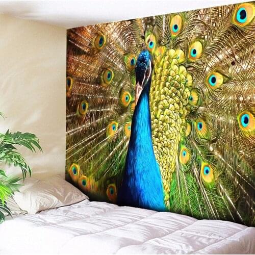 Peacock Tapestry Psychedelic Wall Hanging Hippie Bedspread Home Decor Sofa Cloth Large Tablecloth Chic Thin Beach Throw Towel