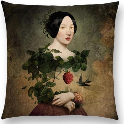 Hglegywyoung Girl Pattern Cushion Casecotton Linen Waist Throw Pillow Case Home Sof Room Gifts Single Sides Printing