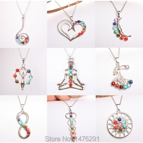 Intriguing Many kinds Seven colors of style of natural crystal zinc alloy pendant 1PCS