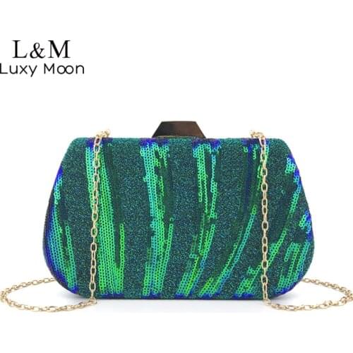 Sequin Clutch Evening Bag For Women Party Wedding Small Luxury Design Handbag Purse Female Solid Chain Sac A Main Bolsa X330H