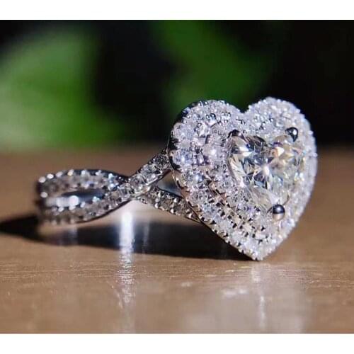 Lovers Heart Promise Ring 925 sterling silver Bijou AAAAA Cz Engagement Wedding band rings for women Bridal Statment Jewelry