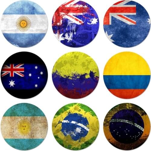 Colombia Brazil Argentina Australia Flag Icons Pins Badge Decoration Brooches Metal Badges For Clothes Backpack Decoration