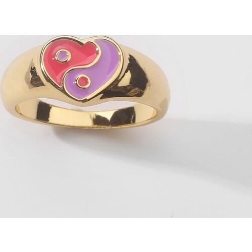 Love Ring Taiji Yin Yang Jewelry Ring Fine Lucky Drop Oil Jewelry Heart Rings for Women Gift