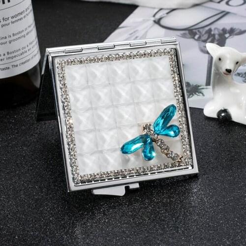 Mini Pocket Cosmetic makeup mirror,2 Sides Foldable small compact mirror makeup,Crystal Wholesale Party Favors Gifts Souvenirs