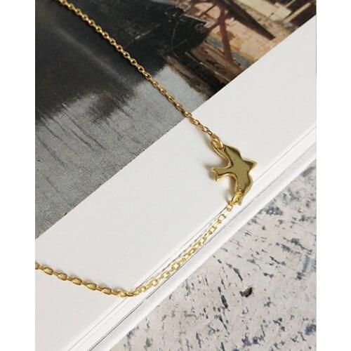 MLKENLY 925 Sterling Silver Necklaces women Cute Bird Delicate Choker Couple Necklaces for Lovers Grues en origami collier