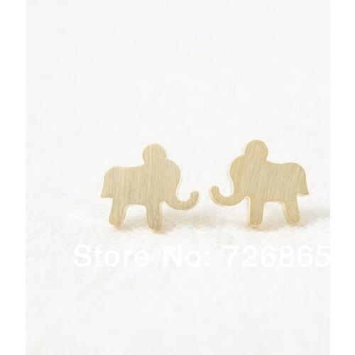 Fashion Gold Silver Pink Gold Color Lovely Baby Elephant Shaped Stud Earrings Party Jewelry