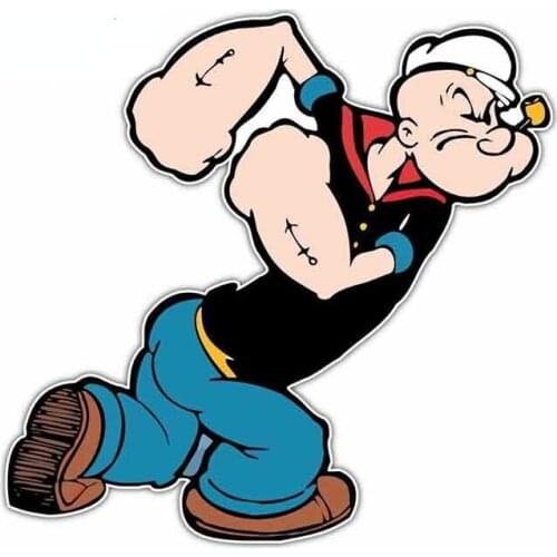 Cartoon Popeye The Sailor Car Stickers Sunscreen Vinyl JDM Cover Scratches Anti-UV Waterproof Anime RV VAN 3D DIY Fine Decal