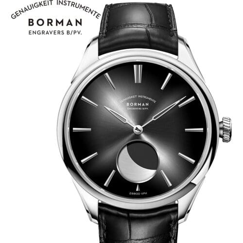 BORMAN Luxury Brand Mens Watch Power Reserve 80Hour Moon Phase Automatic Mechanical Watch Sapphire Glass Waterproof 50M Watch