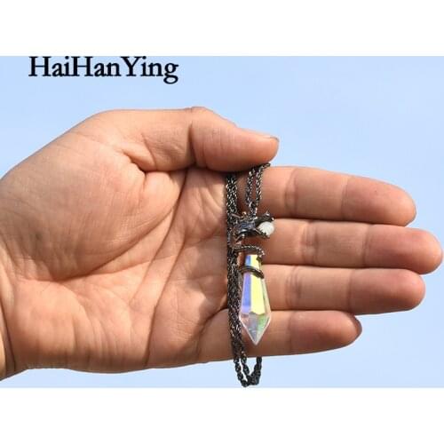 New Natural Crystal Chinese Dragon Hip-hop Necklace Ethnic Jewelry Initial Necklace for Women Men