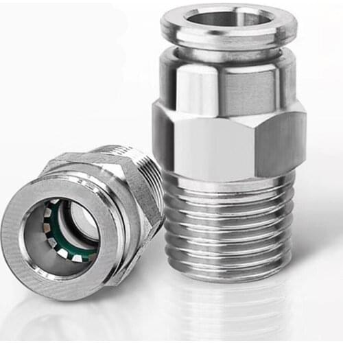 PC 1/8" 1/4" 3/8" 1/2" BSP external thread 304 stainless steel pipe pneumatic quick coupling trachea hose quick coupling