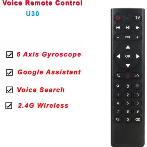 2.4G IR Learning Digital Keys Smart TV Controller Gyroscope Air Mouse Google Assistant Voice Remote Control U31