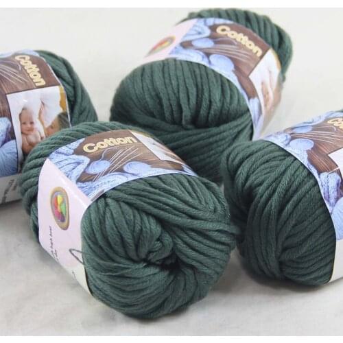 Sale 4 Ball x 50g Super Soft Pure Cotton Chunky Shawl Hand Knitting Womens Yarn Dark Green 422-19-4