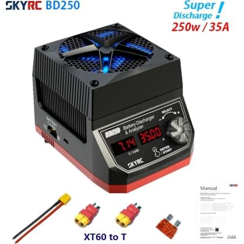 SKYRC BD250 250W 35A LiPo/LiHV/NiMH Battery Discharger & Analyzer WIth XT60 To T adapter