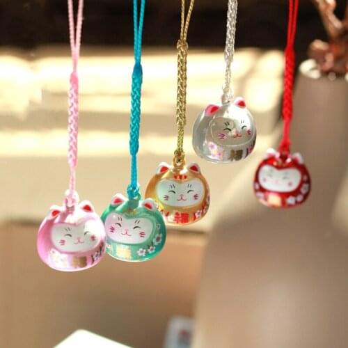 Cute Japanese Lucky Cat Smart Phone Strap Lanyards for IPhone/Samsung Case Water Sound Bell Mobile Phone Strap Hang Rope Charm