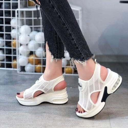 Summer Platform Shoes Women Sandals Wedge Heels Shoes Height Increaming Women Thick Soled Beach Sandals Woman