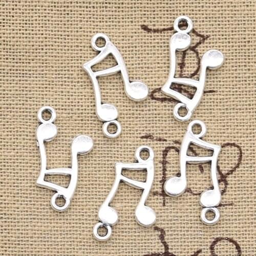 50pcs Charms Musical Note Connector 10x19mm Antique Silver Color Pendants Making DIY Handmade Tibetan Silver Color Jewelry