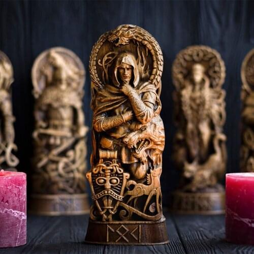 Resin Statue Scandinavian Pantheons Norse Gods Handmade Figurine Meditation Miniatures Desktop Ornaments Home Decoration