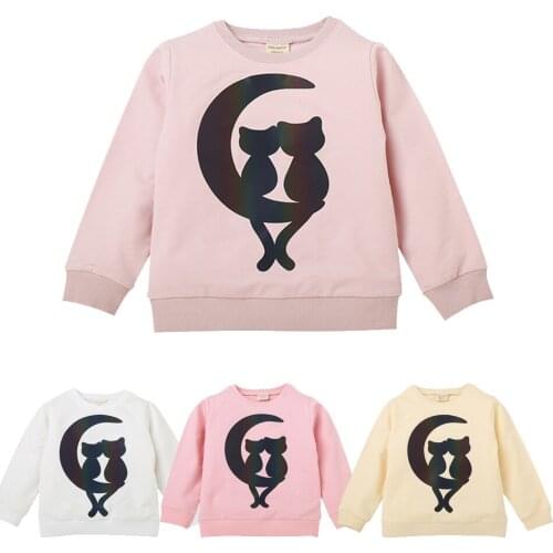 Kidswant Girl Cartoon Sweatshirts Kids Hoodie Toddler Cat Cartoon Pullover Casual Boys Girls Sportswear 2-7T