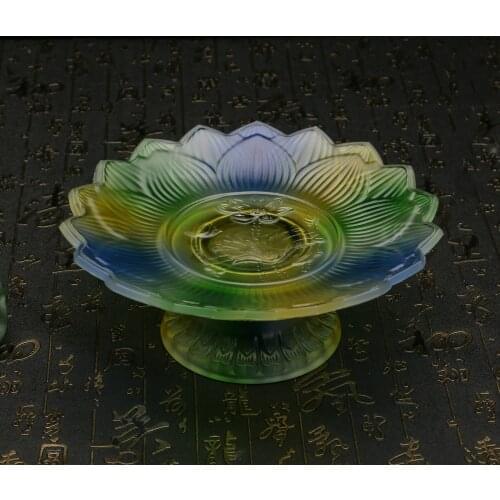 Buddhist Supplies Buddhist Temple Supplies Chinese-style Imitation Glass Lotus Fruit Plate Fruit Plate for Fruit Plate