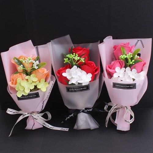 "Three Bouquet Roses Valentines Brindes Para Casamento Day Birthday Gift for Boyfriend Girlfriend Mothers Day Anniversary"