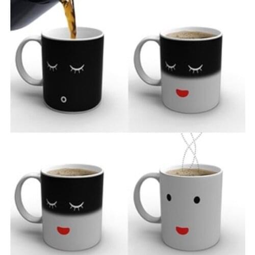 Top quality! best surprise gift for boy or girl friend! Ceramic Smilling Face Magic Color Changing Mug/ Coffee milk tea Cup