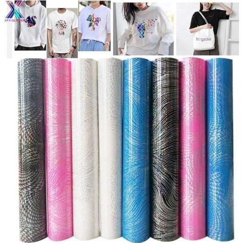 XINFANGXIU Free Shipping 25cm*150cm Stickers Vinyl Print HTV Holographic PU Heat Transfer Vinyl Heat Press Pack for T-shirt DIY