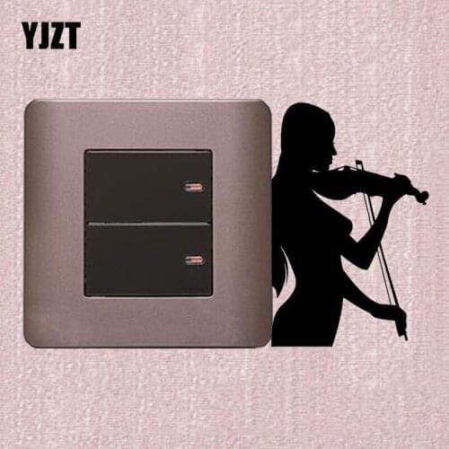 YJZT Violinist Music Beautiful Girl Decor Home Wall Switch Stickers Decals Vinyl S18-0008